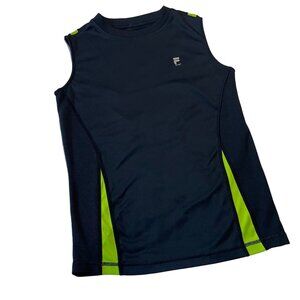 Fila Sport Boys Sleeveless Athletic Shirt Black & Neon Green Size M